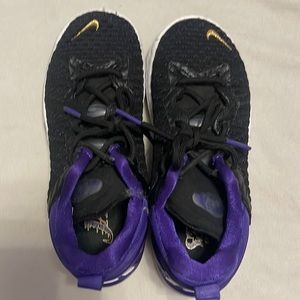 Kids size 13.5c Nike Lebron 18s purple and black